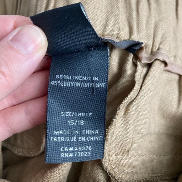 SUZY SHIER Linen Bermuda Shorts Tan US 16 - Picture 5 of 8